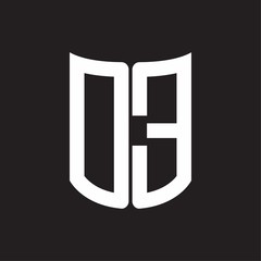 DE Logo monogram with ribbon style design template on black background