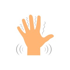 Shivering in the hands of the symptoms of various mental disorders, panic, fear, parkenson's disease. flat vector illustration isolated on white background