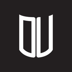 DU Logo monogram with ribbon style design template on black background