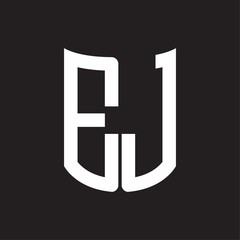 EJ Logo monogram with ribbon style design template on black background