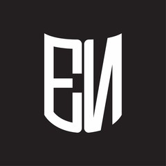 EN Logo monogram with ribbon style design template on black background
