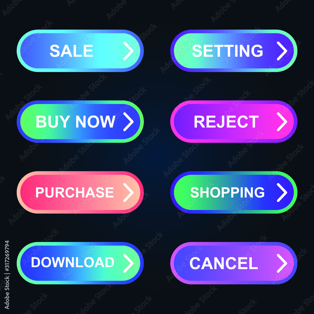 Aufkleber Set of modern material style buttons for website, mobile app and infographic template Different gradient colors illustration graphic and web design.