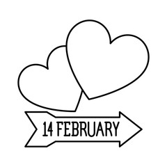 february 14 label , romantic valentine lettering