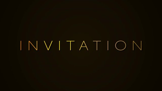 mot " invitation " sur fond noir- 4K clip animation