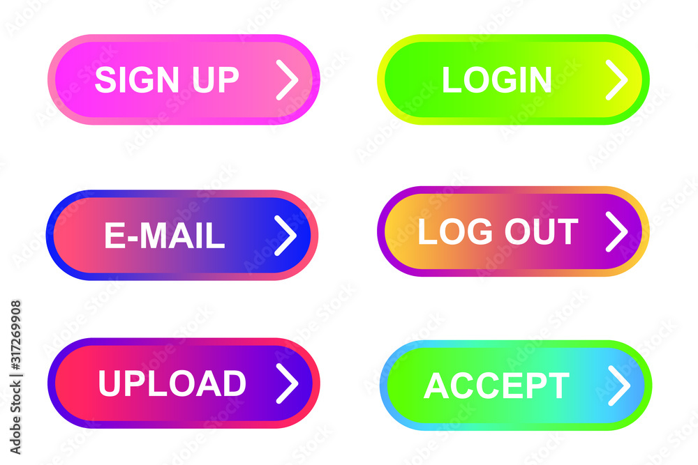 Poster Set of modern material style buttons for website, mobile app and infographic template Different gradient colors illustration graphic and web design.