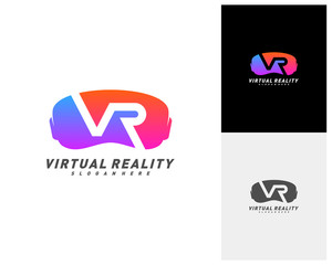 Virtual Reality logo template design vector, VR Letter Logo Design with Creative Modern Trendy Typography