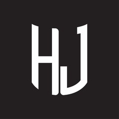 HJ Logo monogram with ribbon style design template on black background