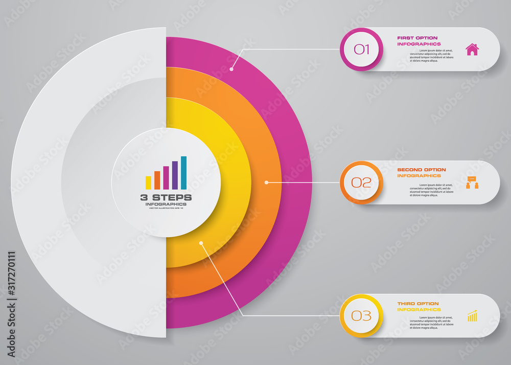 Fototapete 3 steps cycle chart infographics elements for data presentation. eps 10.