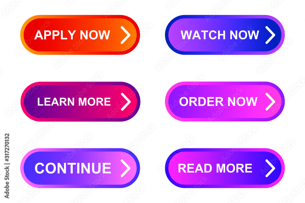 Poster Set of modern material style buttons for website, mobile app and infographic template Different gradient colors illustration graphic and web design.