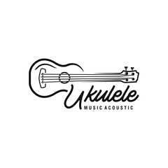 Fototapeta premium Simple minimalist typography ukulele music logo design. Vector graphic ukulele. Ukelele logo design.