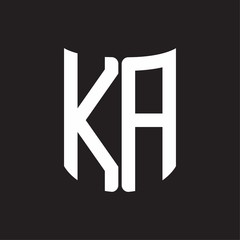 KA Logo monogram with ribbon style design template on black background