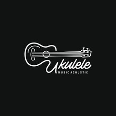 Simple minimalist typography ukulele music logo design. Vector graphic ukulele. Ukelele logo design. - obrazy, fototapety, plakaty