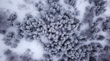 Beautiful dramatic red sunset in winter mountains