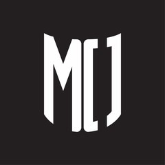 MO Logo monogram with ribbon style design template on black background