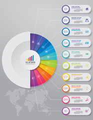 10 steps cycle chart infographics elements for data presentation. EPS 10.