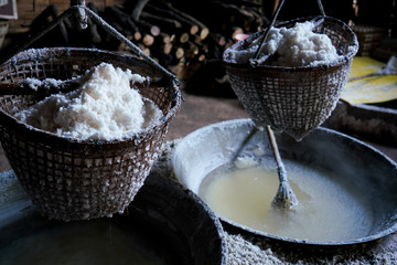 Ancient salt making from underground, At the high mountains, Famous tourist attractions in Thailand.