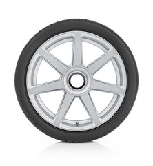 Car wheel on white background