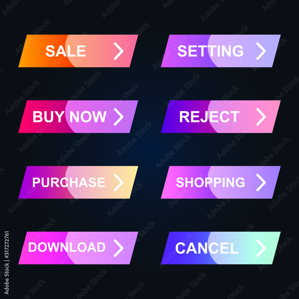 Aufkleber Set of modern material style buttons for website, mobile app and infographic template Different gradient colors illustration graphic and web design.