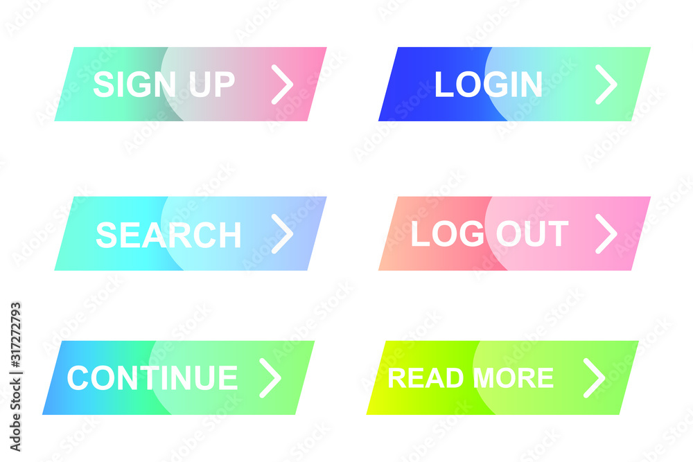 Poster Set of modern material style buttons for website, mobile app and infographic template Different gradient colors illustration graphic and web design.