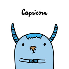 Capricorn hand drawn vector illustration in cartoon comic style animal with horns