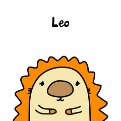 Leo hand drawn vector illustration in cartoon comic style zodiac sign wild animal