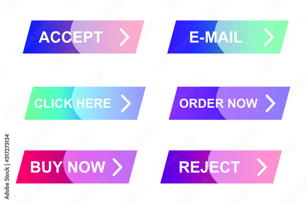 Poster Set of modern material style buttons for website, mobile app and infographic template Different gradient colors illustration graphic and web design.