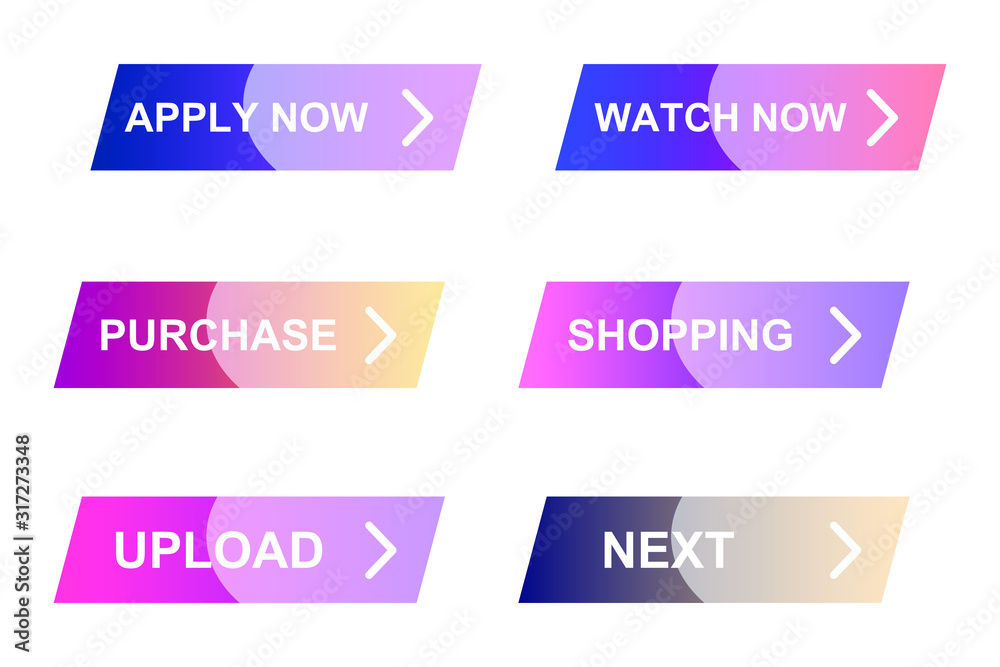 Poster Set of modern material style buttons for website, mobile app and infographic template Different gradient colors illustration graphic and web design.