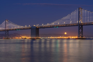 Fototapeta na wymiar Evening at Oakland Bay Bridge, San Francisco