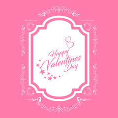 Vintage style border for Valentines Day, white on a pink background. Design work for gift wrap, invitation cards.