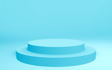 3d blue cylinder podium minimal studio background. Abstract 3d geometric shape object illustration render. Display for medicine product...
