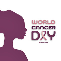 World cancer day. Poster background design with ribbon symbol. Illustration concept.