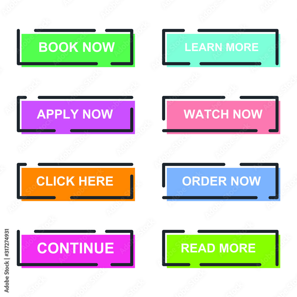 Poster Set of modern material style buttons for website, mobile app and infographic template Different gradient colors illustration graphic and web design.