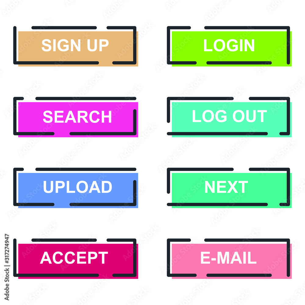 Poster Set of modern material style buttons for website, mobile app and infographic template Different gradient colors illustration graphic and web design.