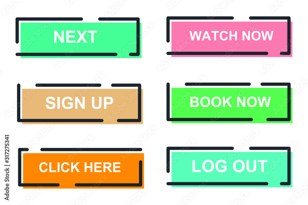 Aufkleber Set of modern material style buttons for website, mobile app and infographic template Different gradient colors illustration graphic and web design.
