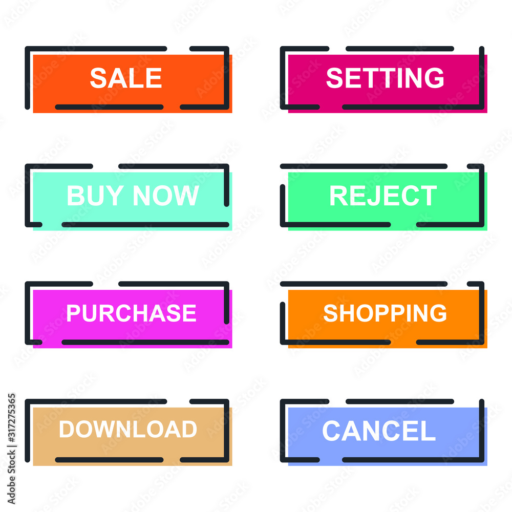 Poster Set of modern material style buttons for website, mobile app and infographic template Different gradient colors illustration graphic and web design.