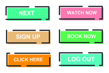 Set of modern material style buttons for website, mobile app and infographic template Different gradient colors illustration graphic and web design.