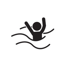 Aquaphobia or person drowning icon. Vector.