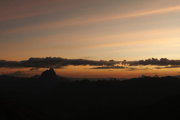 sunset behind the mountain