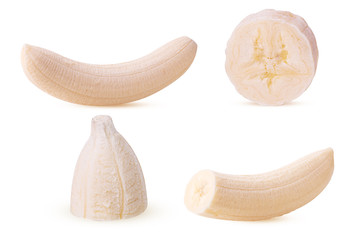 Peeled banan whole, slice, cut in half