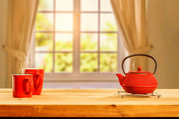 Desk of free space for your decoration and window of sun light.