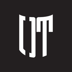 OT Logo monogram with ribbon style design template on black background
