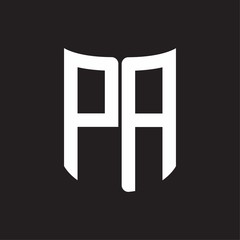 PA Logo monogram with ribbon style design template on black background
