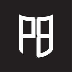 PB Logo monogram with ribbon style design template on black background