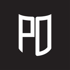 PD Logo monogram with ribbon style design template on black background