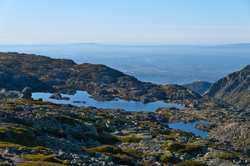 Lake in Serra da Estrela mountains from the aerial lift. Portugal