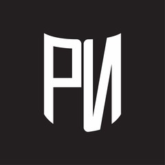 PN Logo monogram with ribbon style design template on black background