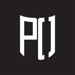 PO Logo monogram with ribbon style design template on black background