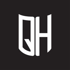 QH Logo monogram with ribbon style design template on black background