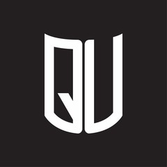 QU Logo monogram with ribbon style design template on black background