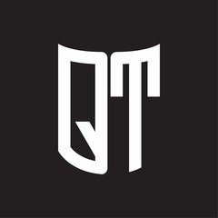 QT Logo monogram with ribbon style design template on black background